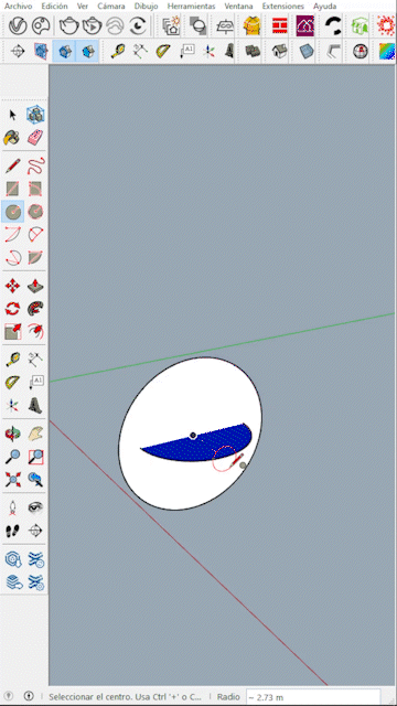 Paso 3 para crear una esfera en sketchup con la herramienta sigueme